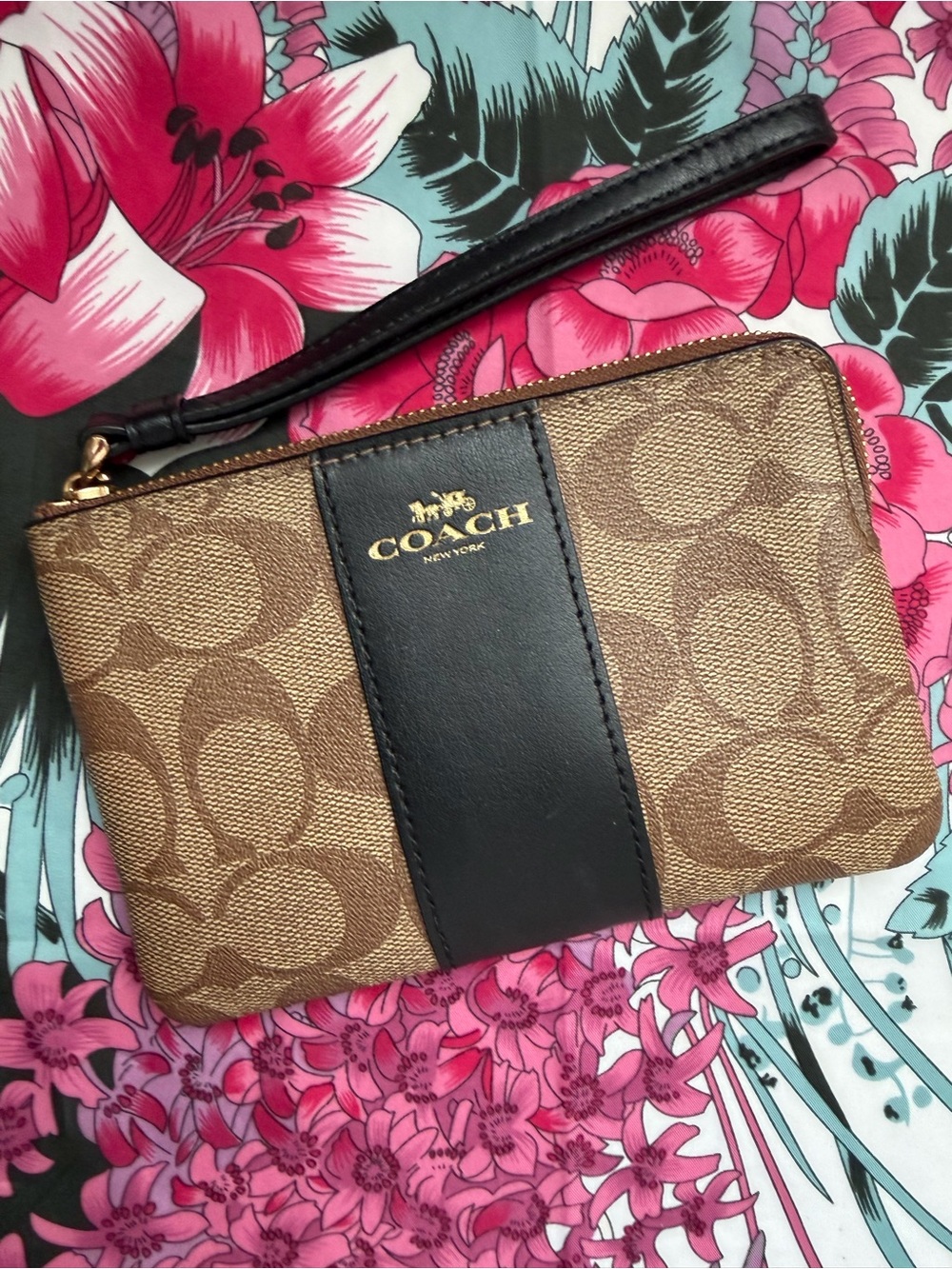 Coach Brown Signature Canvas Wristlet